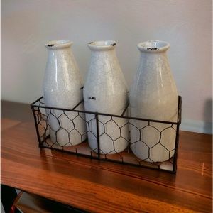 Rustic Bottles in Storage Basket